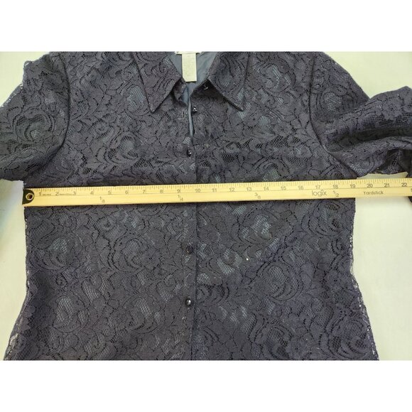 Address Maggy Blazer Jacket Women 10 Navy Lace 3/4 Sleeve Button up Lined Floral - Picture 2 of 9